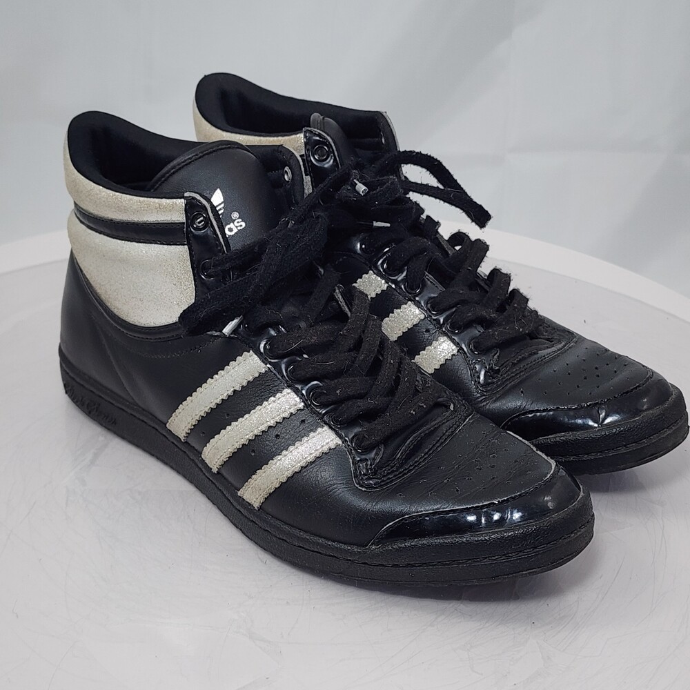 Rare 2021 Adidas Originals Top Ten Hi Sleek Women 8 Black/Silver V21657 Sneakers